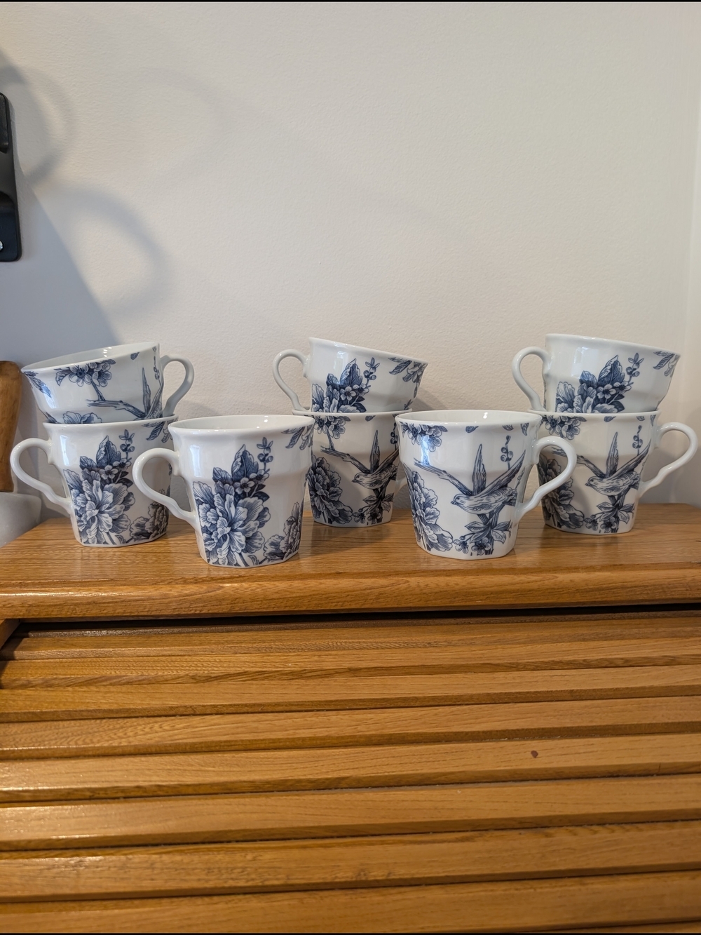 Blue Floral Porcelain Tea Cups - Set of 8 - Picture 5 of 9